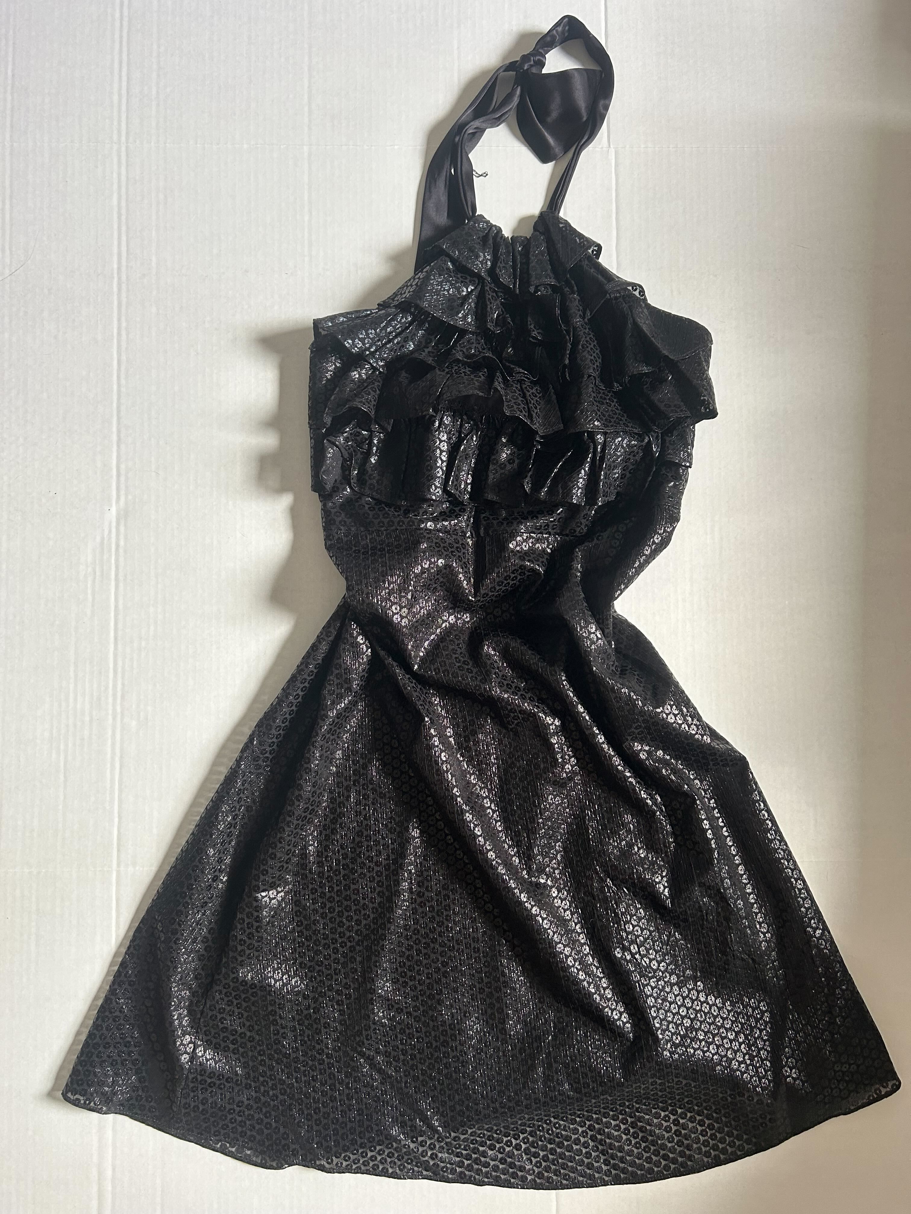 Betsey Johnson Black Sequin Halter Dress