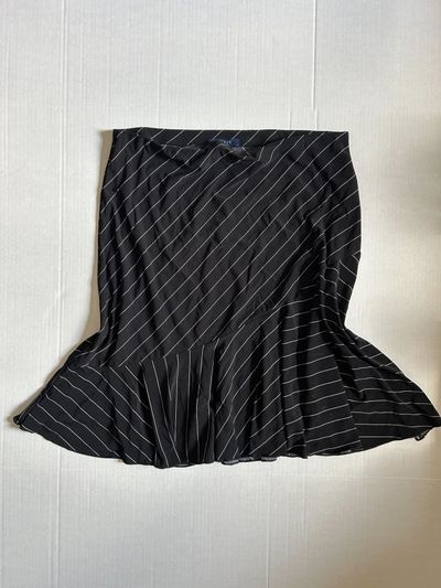 Chaps Pinstripe Asymmetric Top — Black