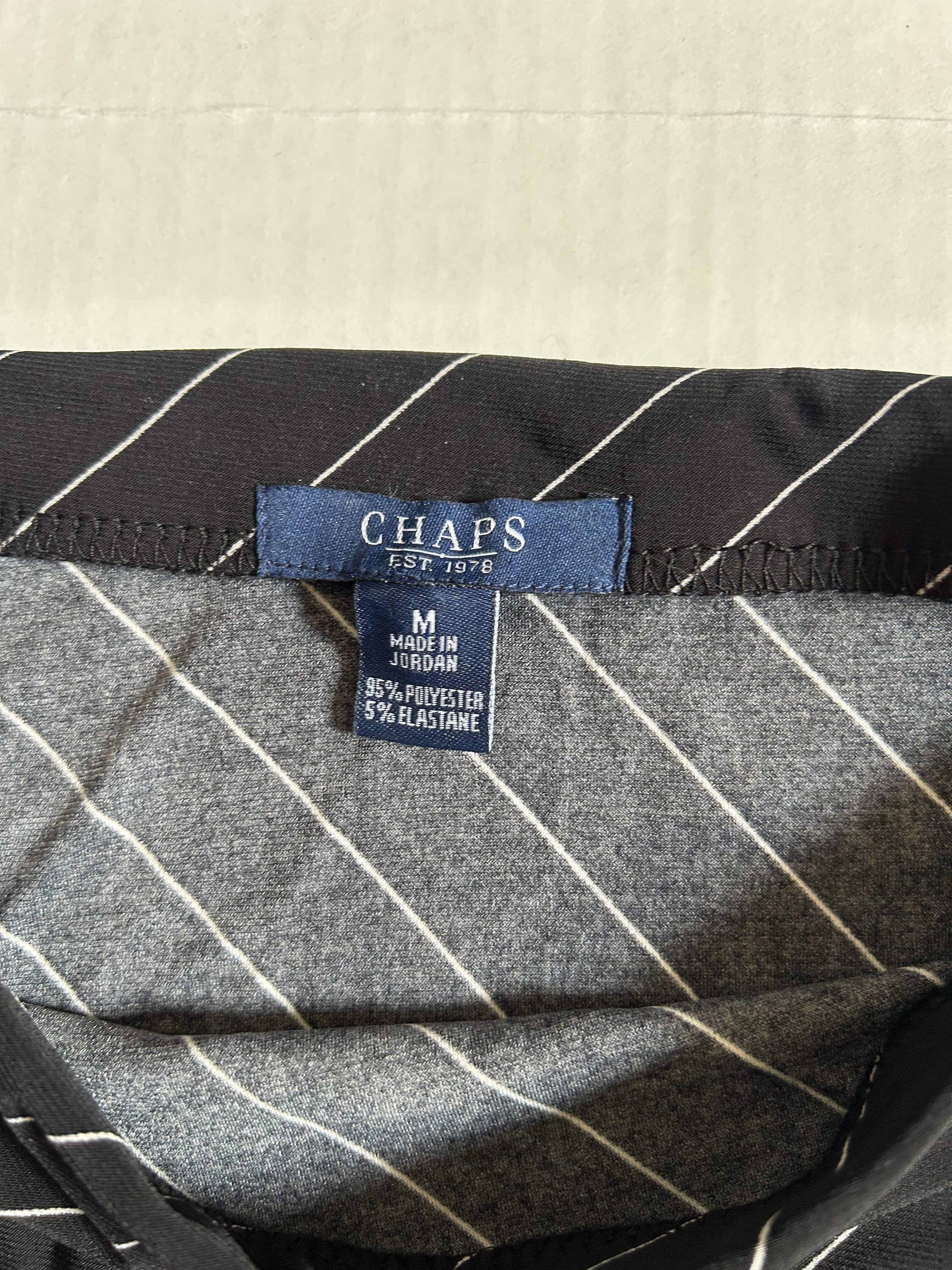 Chaps Pinstripe Asymmetric Top — Black photo 3