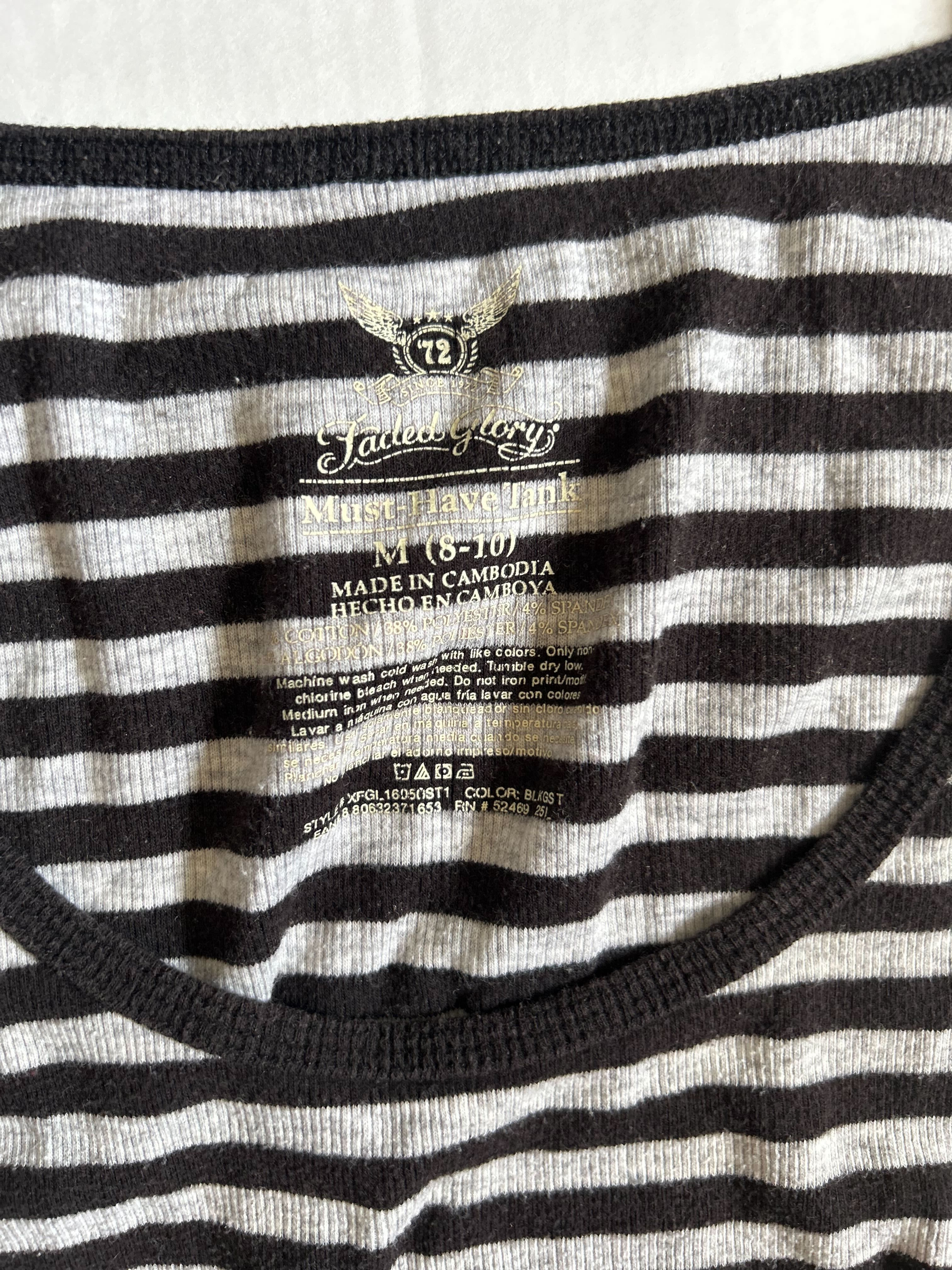 Faded Glory Stripe Ribbed Tank — Black & Grey photo 3
